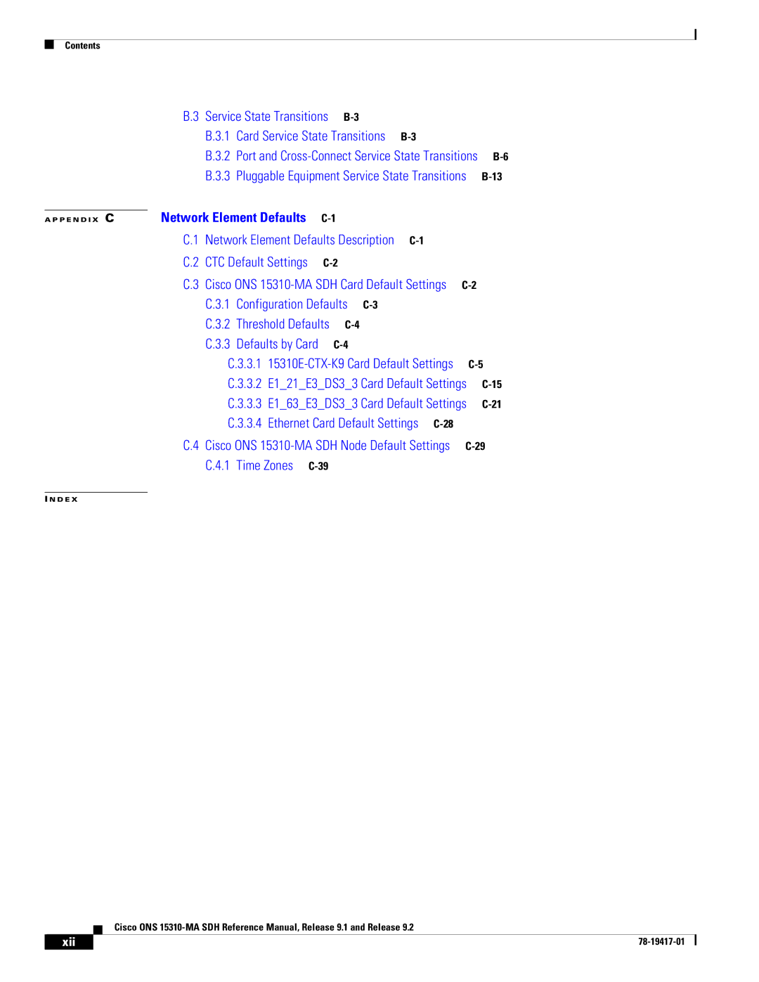 Cisco Systems 15310-MA manual Threshold Defaults C-4, Xii 