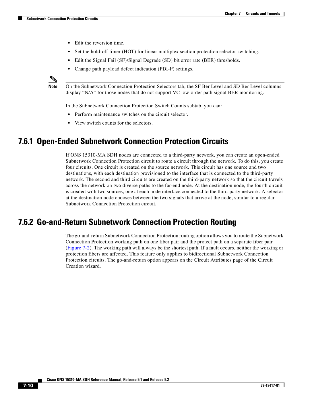 Cisco Systems 15310-MA manual Open-Ended Subnetwork Connection Protection Circuits 