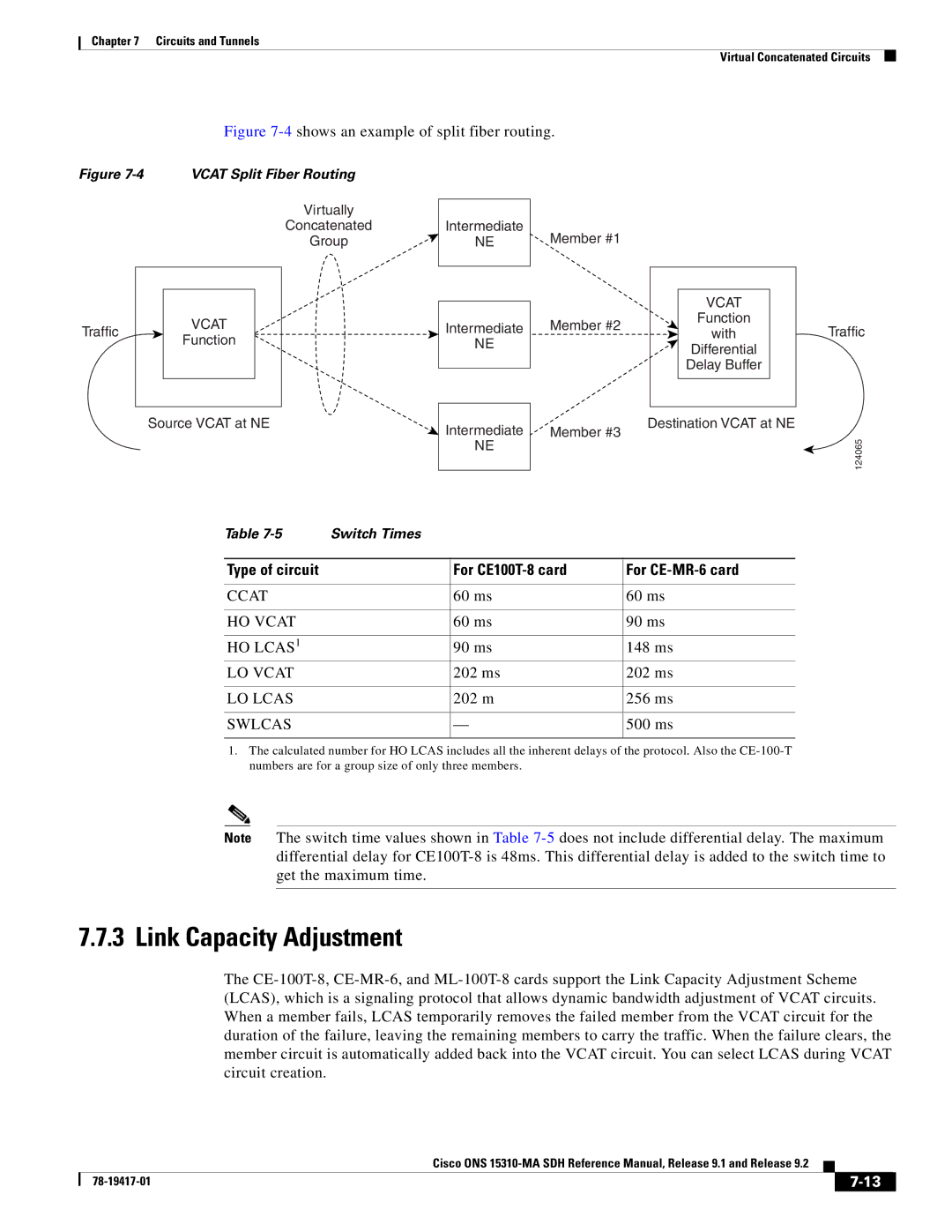 Cisco Systems 15310-MA manual Link Capacity Adjustment, For CE100T-8 card For CE-MR-6 card 