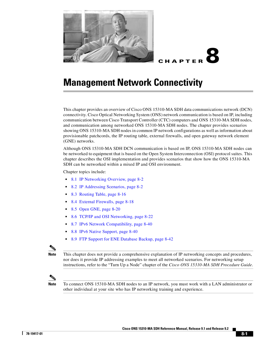 Cisco Systems 15310-MA manual Management Network Connectivity 