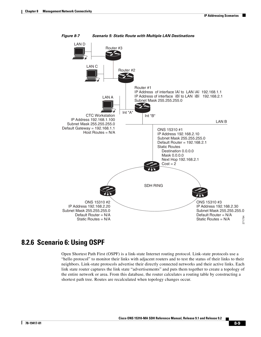 Cisco Systems 15310-MA manual Scenario 6 Using Ospf, Scenario 5 Static Route with Multiple LAN Destinations 