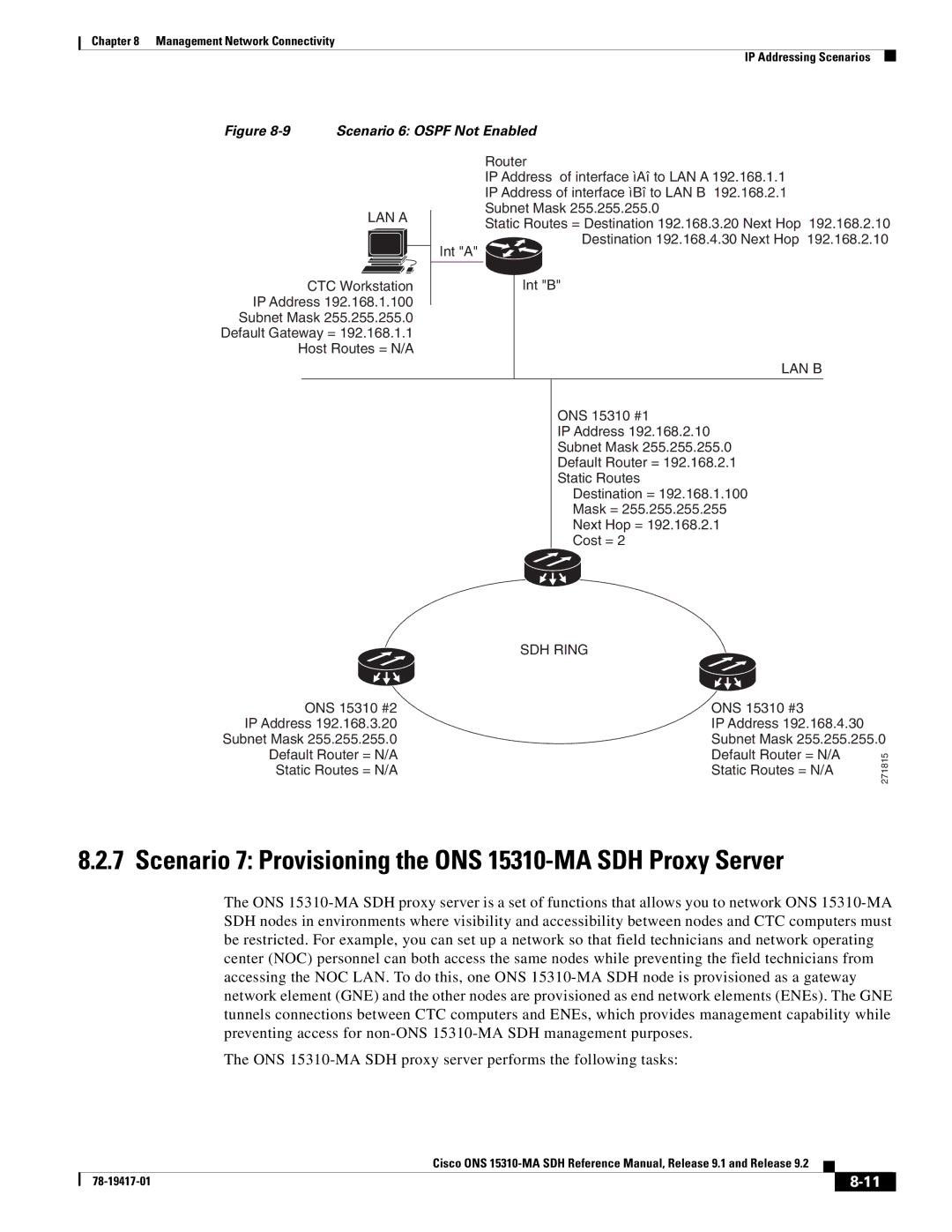 Cisco Systems manual Scenario 7 Provisioning the ONS 15310-MA SDH Proxy Server, Scenario 6 Ospf Not Enabled 