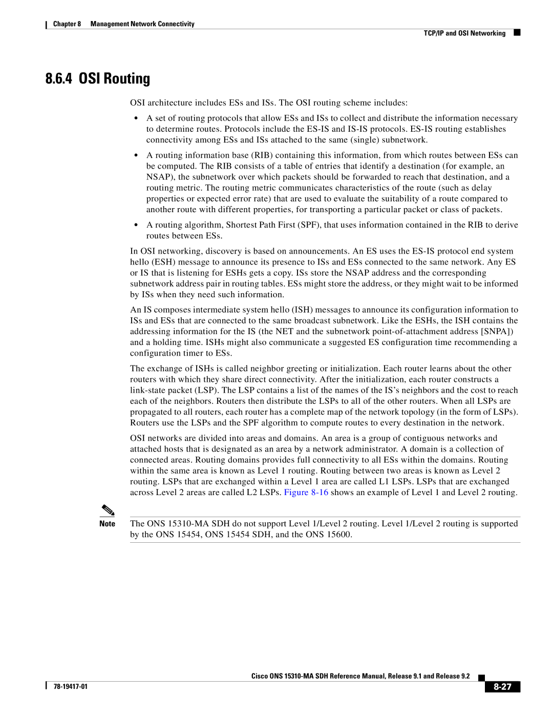 Cisco Systems 15310-MA manual OSI Routing 