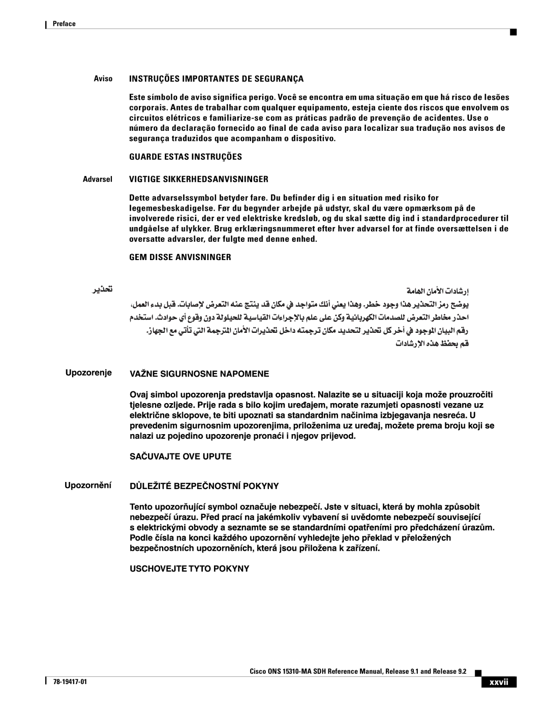 Cisco Systems 15310-MA manual GEM Disse Anvisninger, Xxvii 