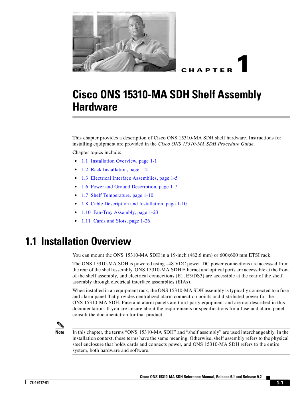 Cisco Systems manual Cisco ONS 15310-MA SDH Shelf Assembly Hardware, Installation Overview 