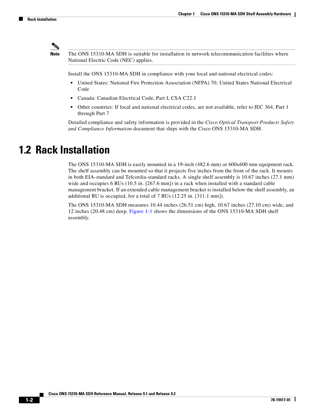 Cisco Systems 15310-MA manual Rack Installation 