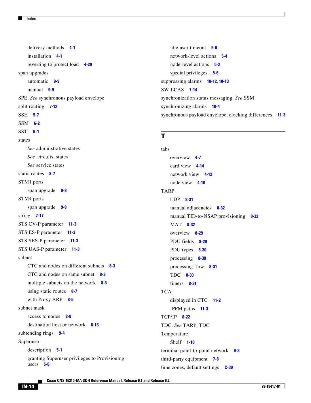 Cisco Systems 15310-MA manual IN-14 