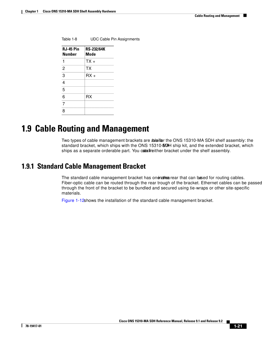 Cisco Systems 15310-MA Cable Routing and Management, Standard Cable Management Bracket, RJ-45 Pin RS-232/64K Number Mode 