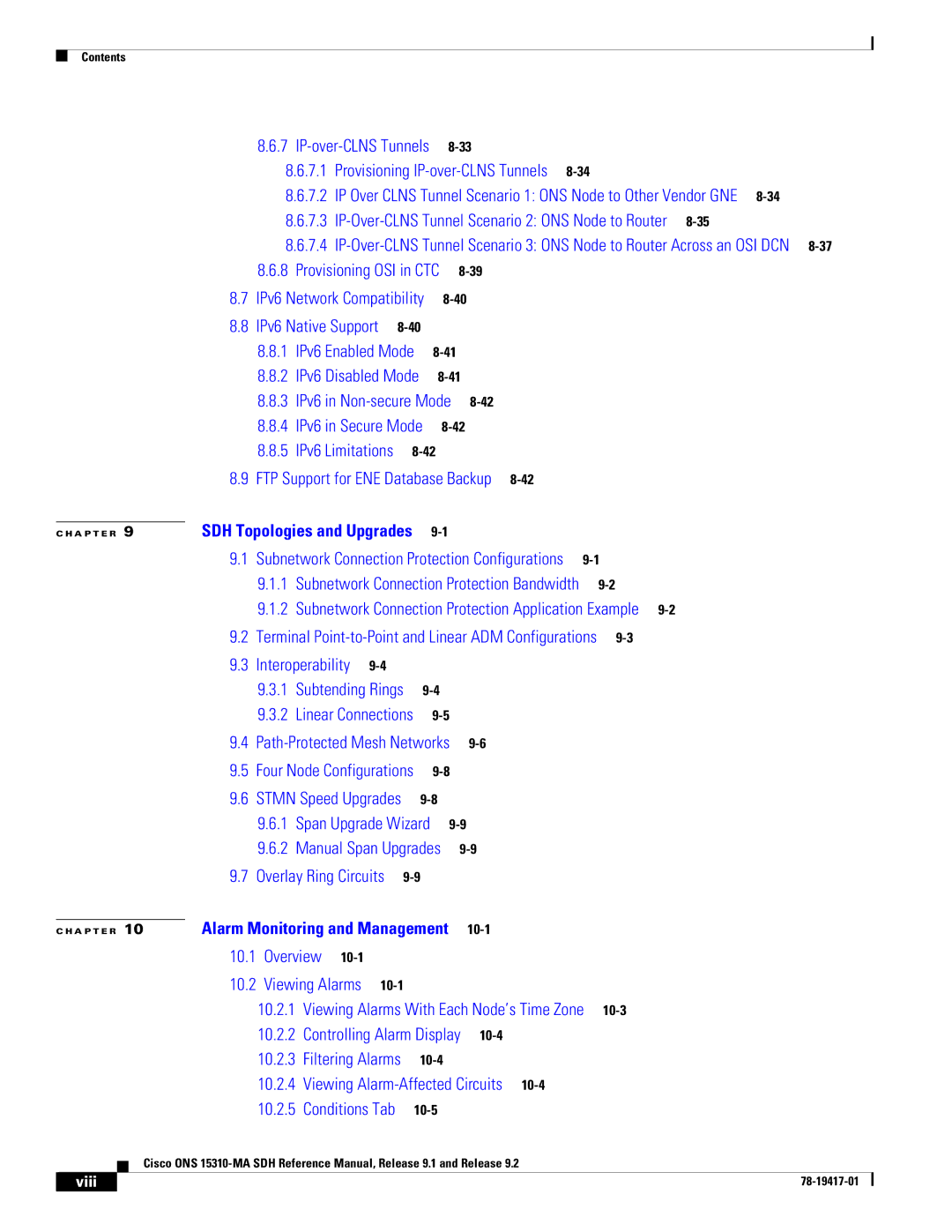 Cisco Systems 15310-MA manual IP-Over-CLNS Tunnel Scenario 2 ONS Node to Router, Viii 