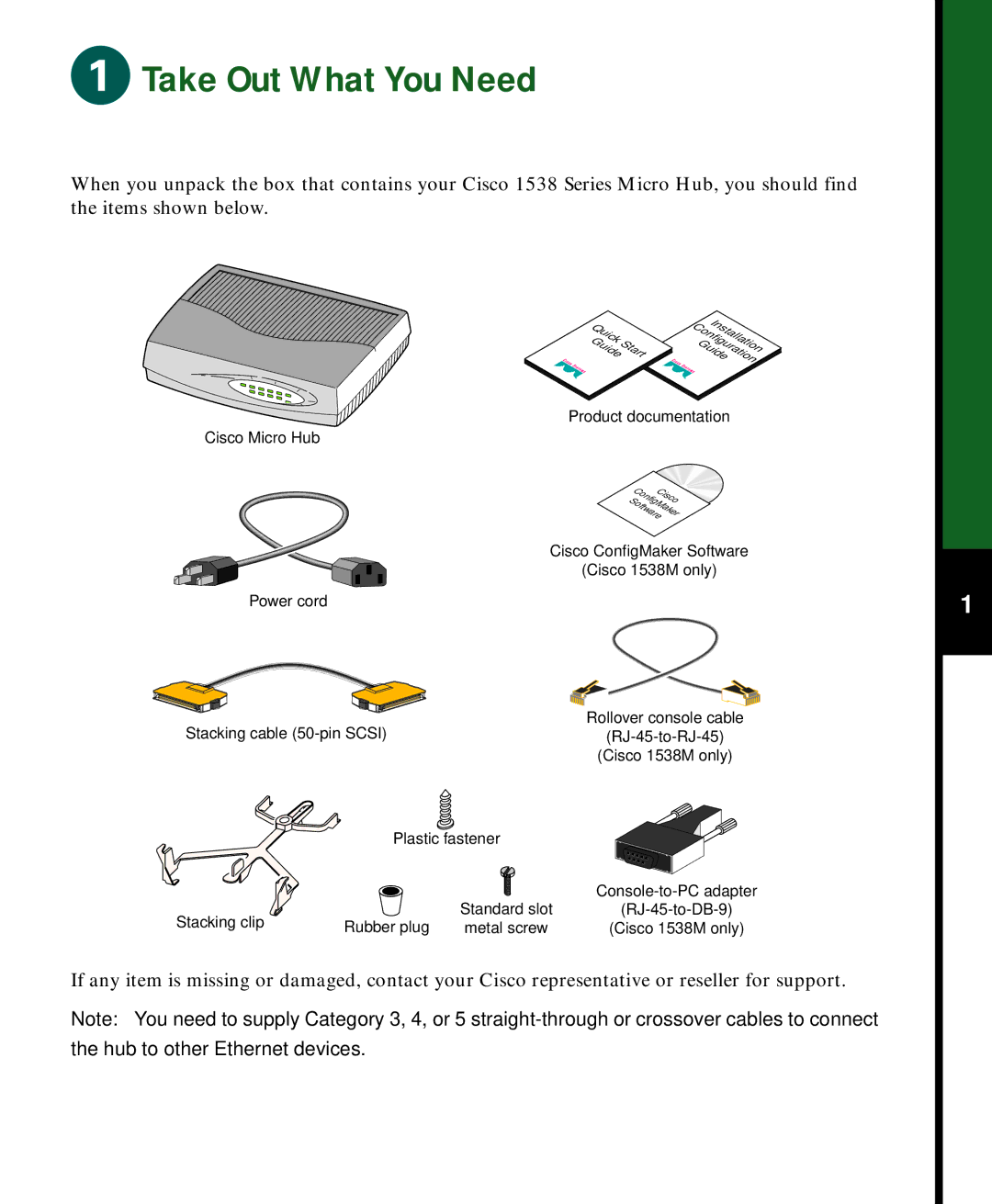 Cisco Systems 1538 quick start Take Out What You Need 