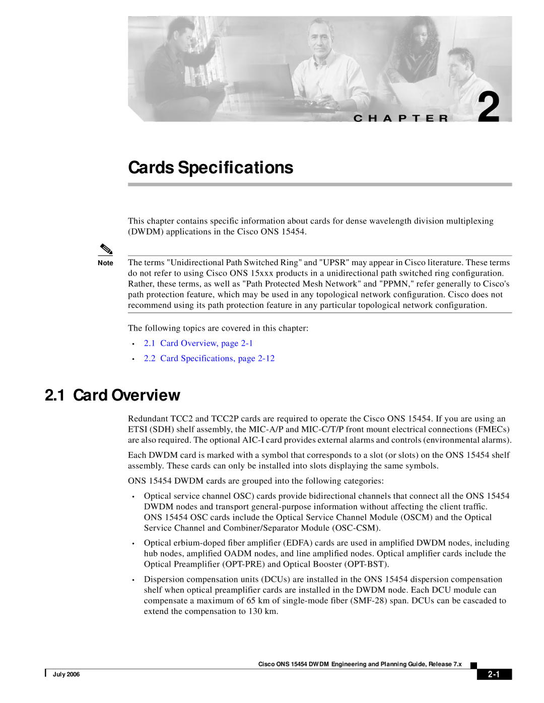 Cisco Systems 15454 specifications Cards Specifications 