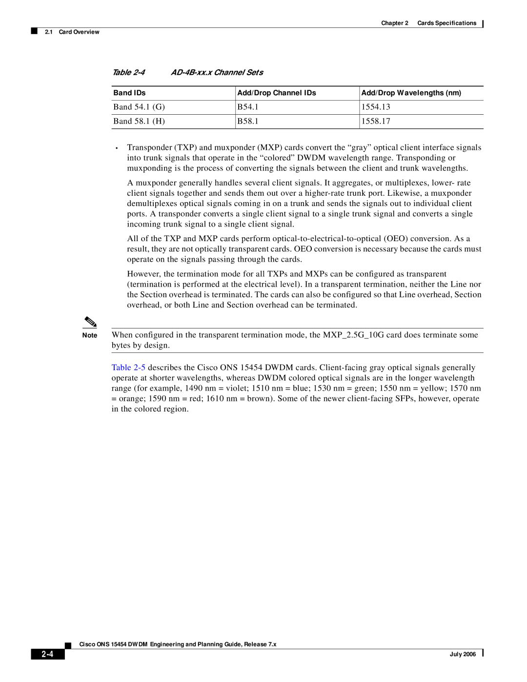 Cisco Systems 15454 specifications Band IDs Add/Drop Channel IDs Add/Drop Wavelengths nm 