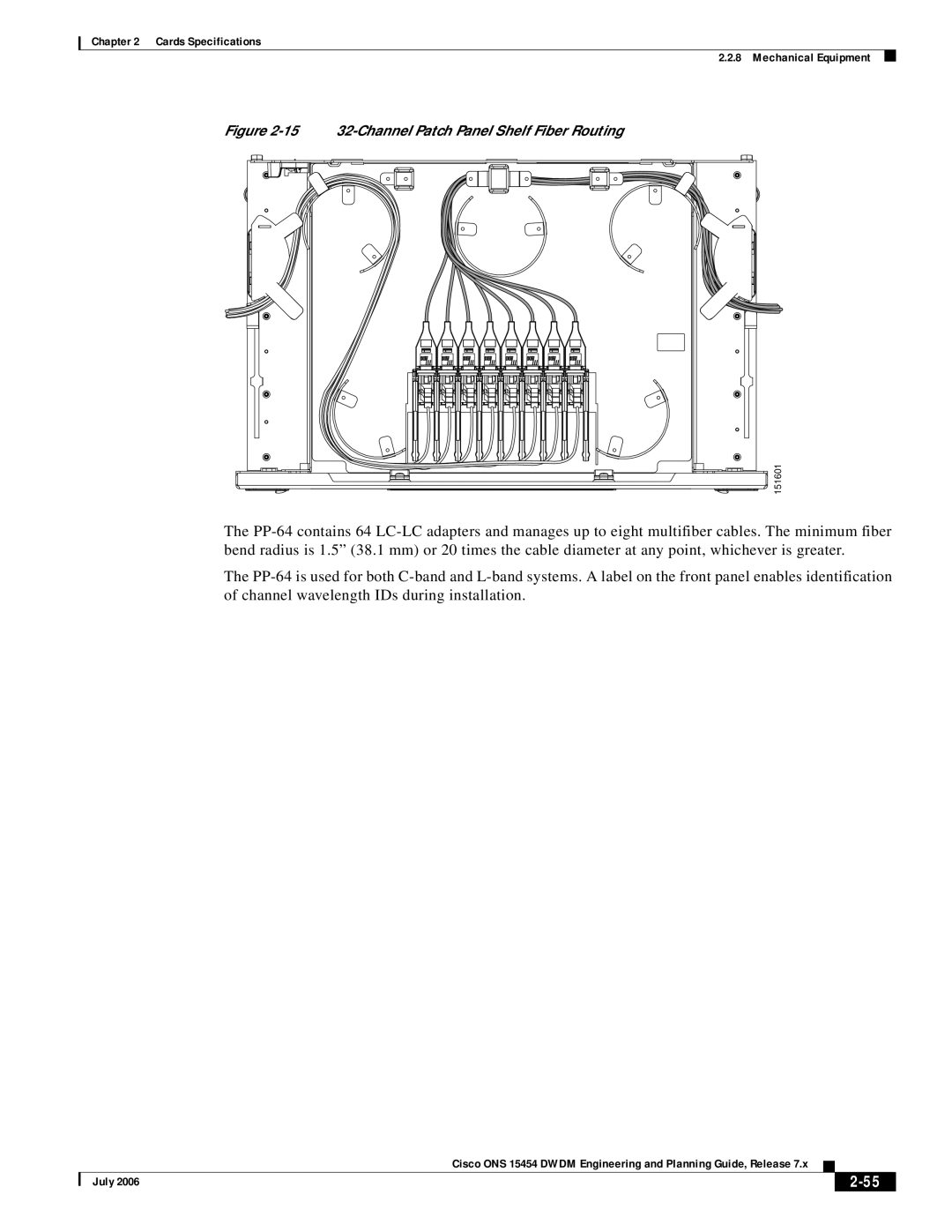 Cisco Systems 15454 specifications 15 32-Channel Patch Panel Shelf Fiber Routing 