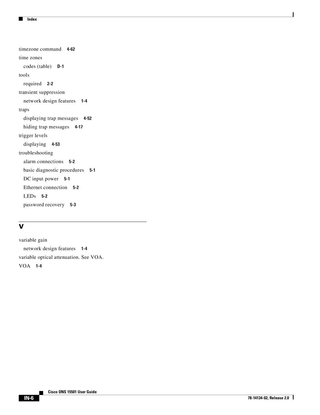 Cisco Systems 15501 manual IN-6 