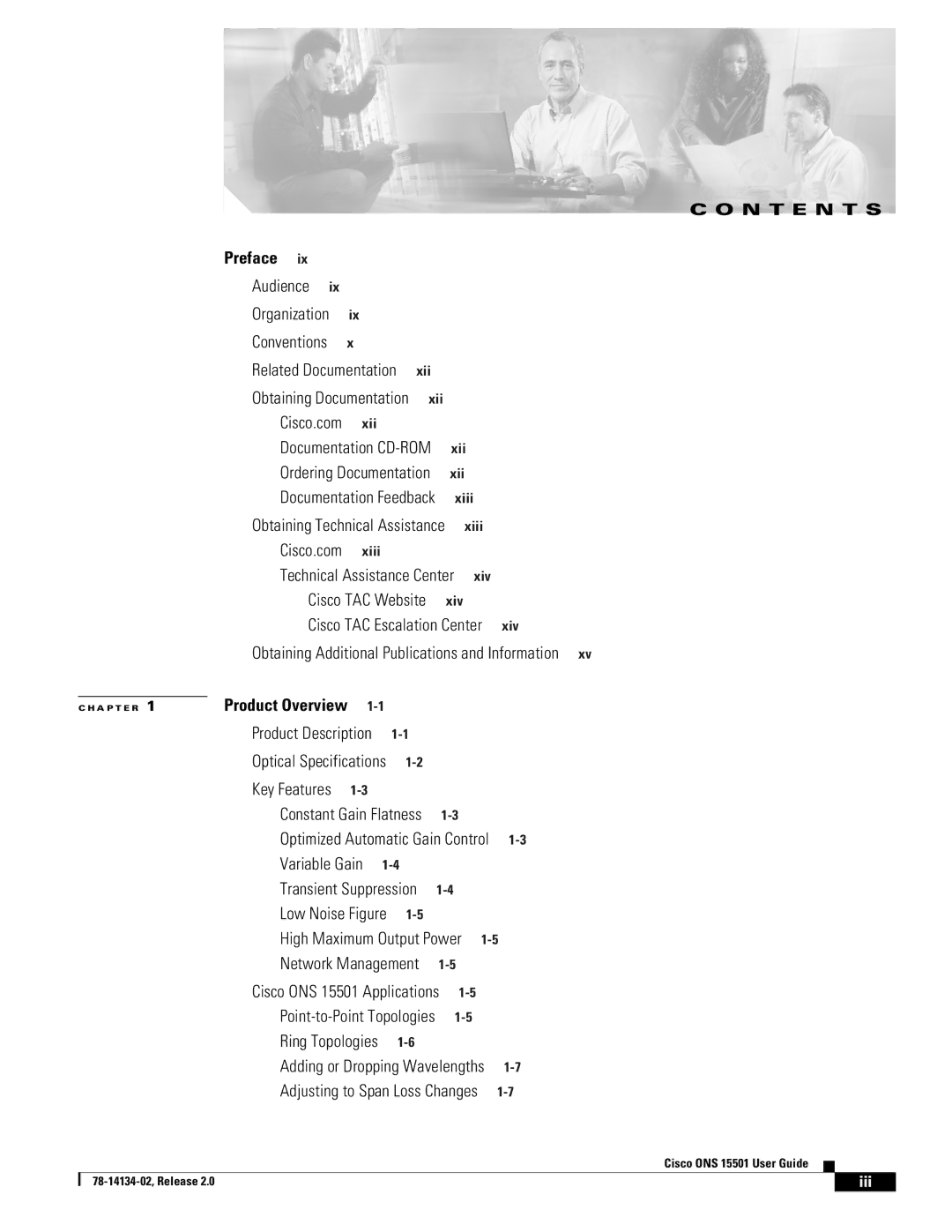 Cisco Systems 15501 manual N T E N T S 