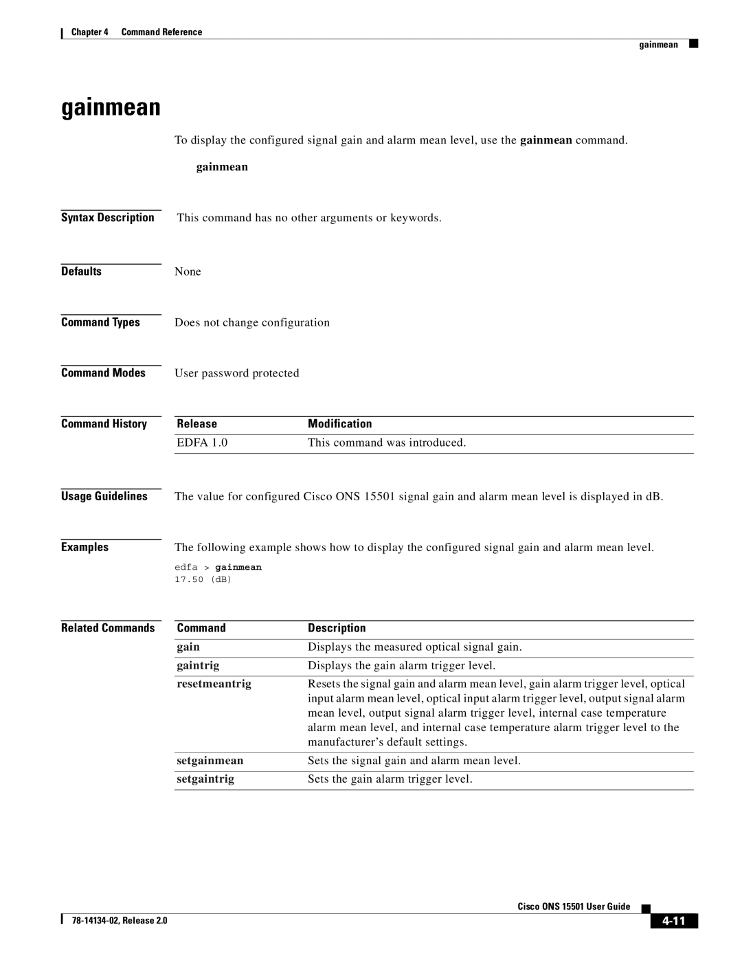 Cisco Systems 15501 manual Gainmean 