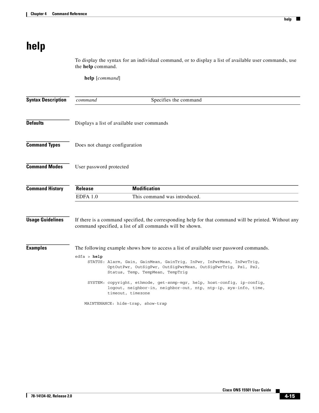 Cisco Systems 15501 manual Help 