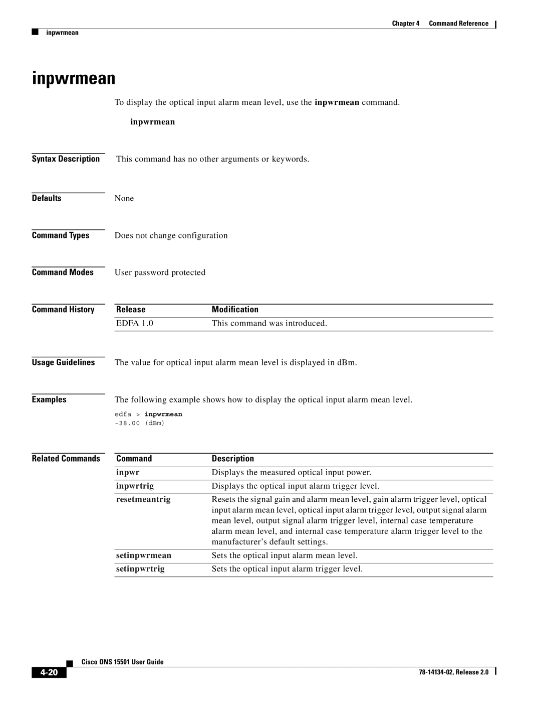 Cisco Systems 15501 manual Inpwrmean 