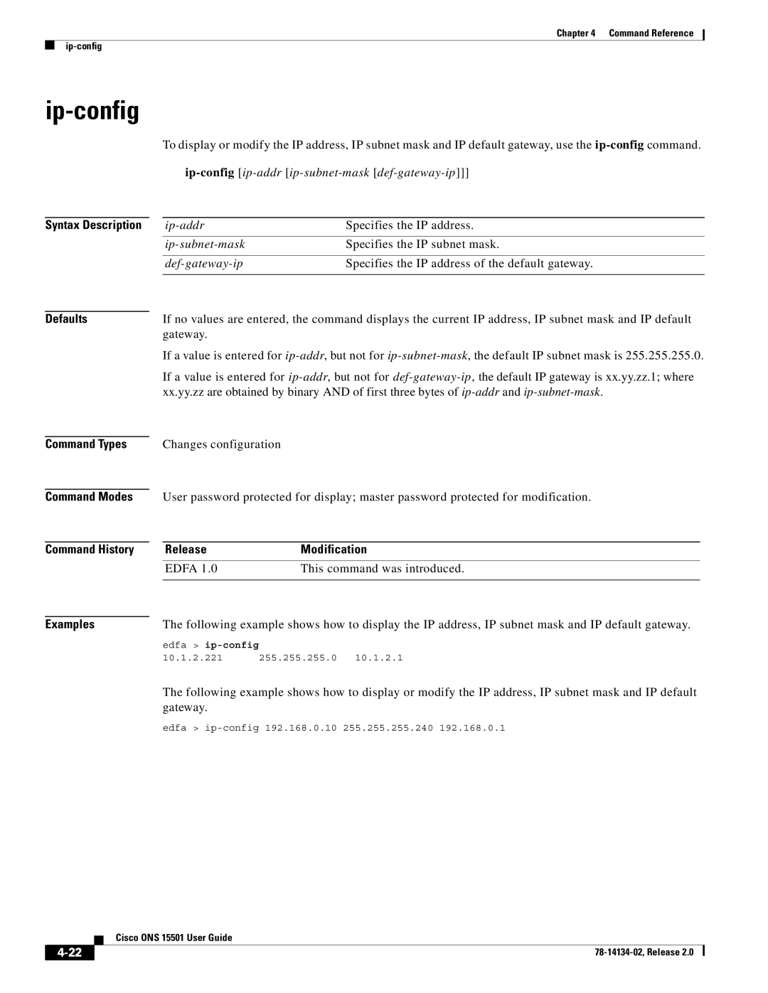 Cisco Systems 15501 manual Ip-config 