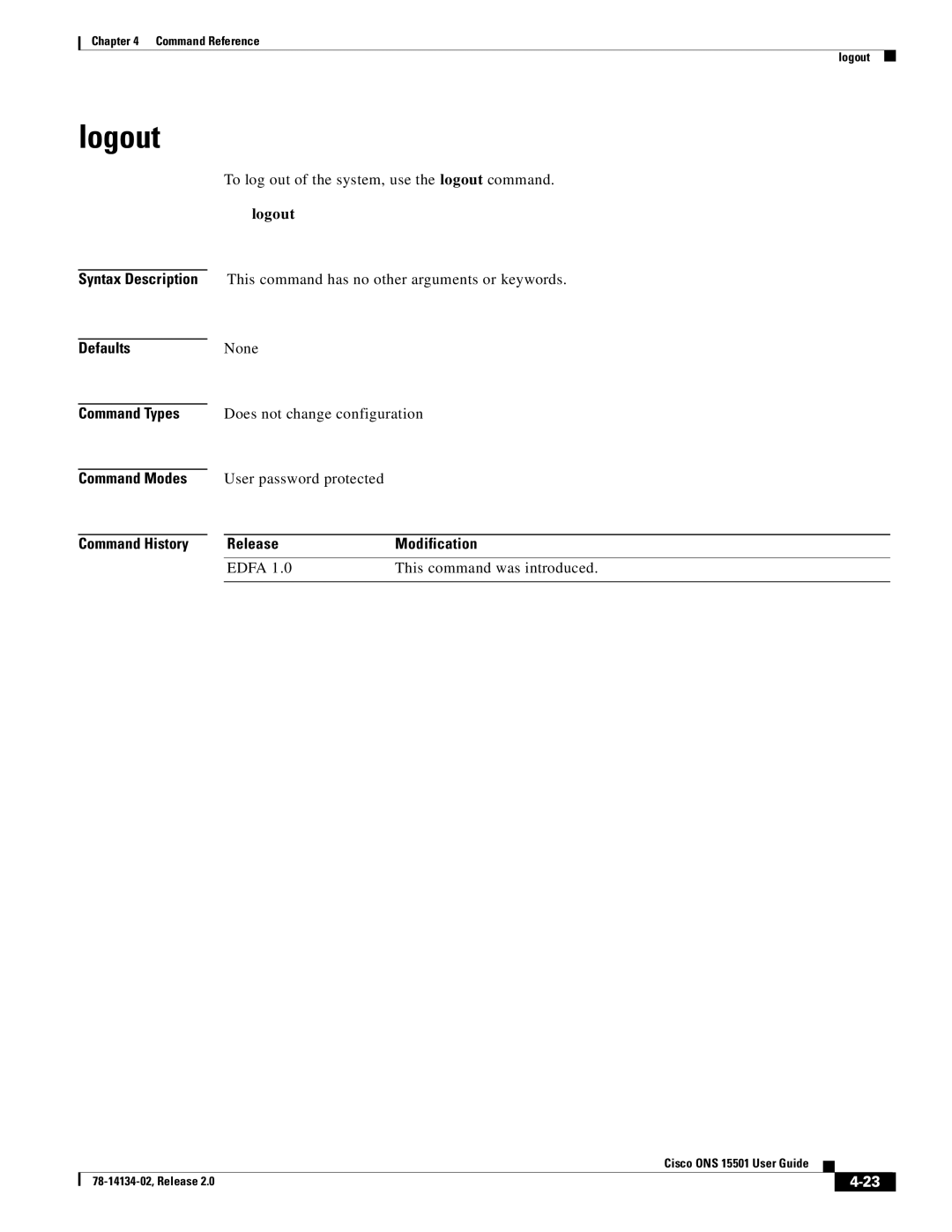 Cisco Systems 15501 manual Logout 