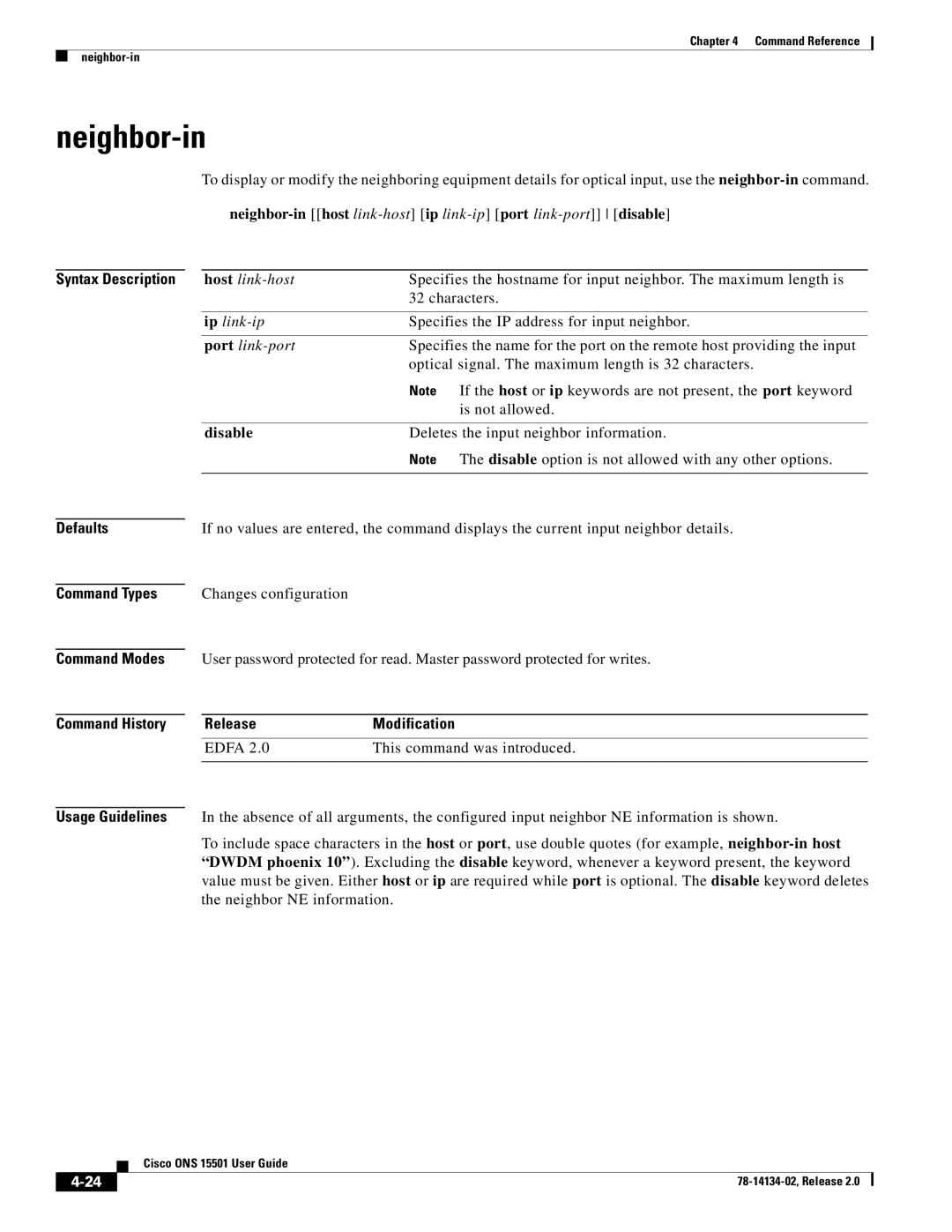 Cisco Systems 15501 manual Neighbor-in, Neighbor NE information 