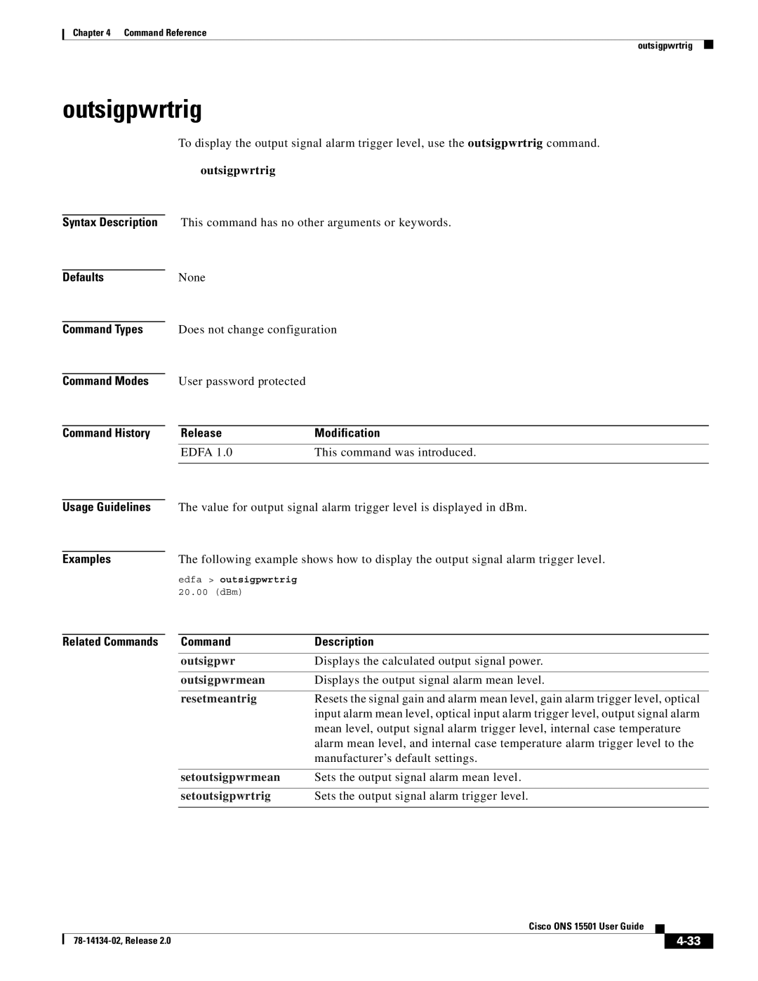 Cisco Systems 15501 manual Outsigpwrtrig 