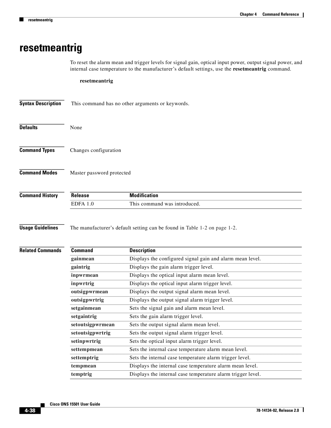 Cisco Systems 15501 manual Resetmeantrig, Settempmean, Settemptrig, Tempmean, Temptrig 