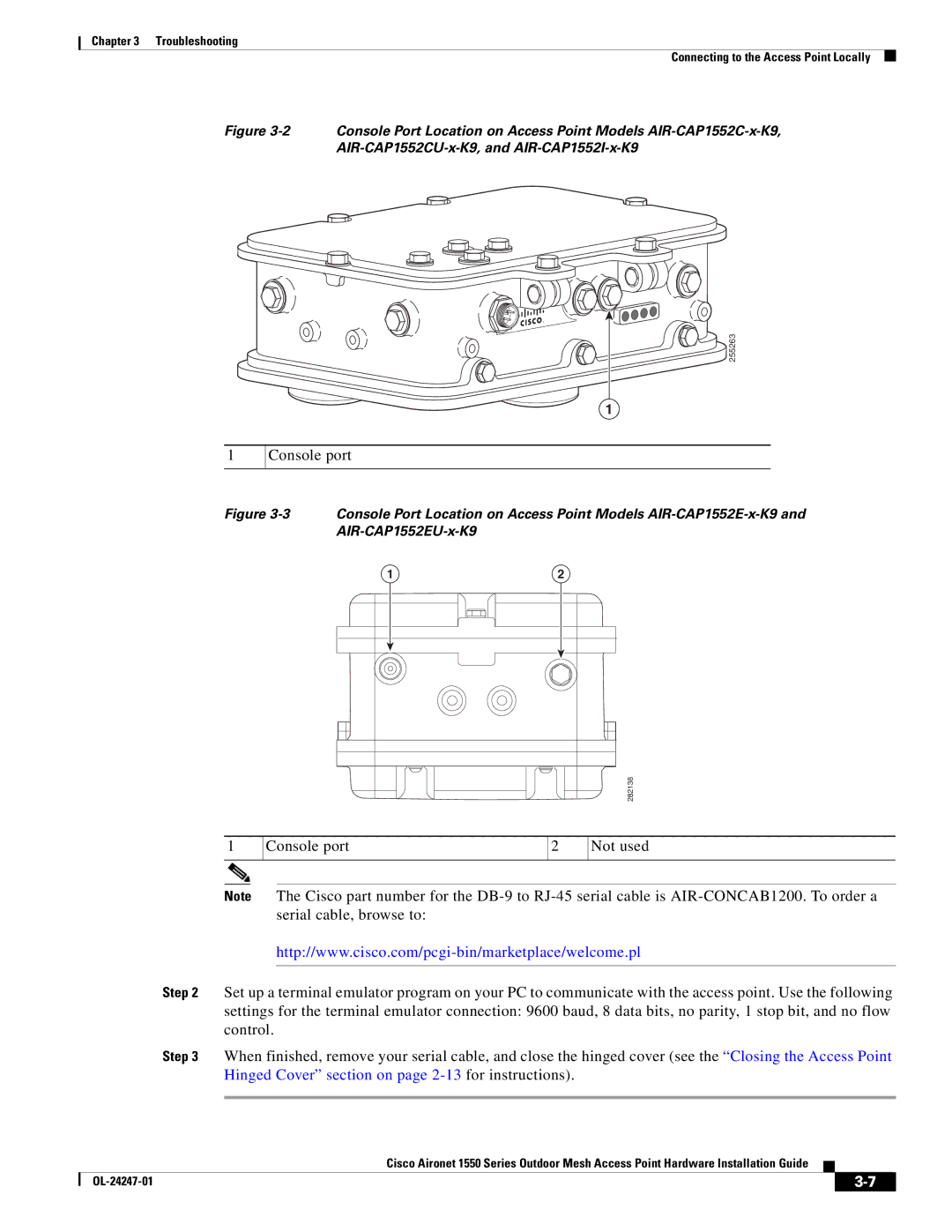 Cisco Systems AIRCAP1552HAK9, 1550 manual Troubleshooting Connecting to the Access Point Locally 