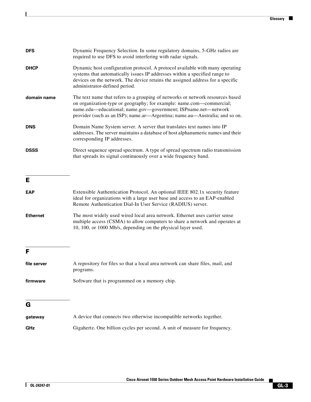 Cisco Systems 1550, AIRCAP1552HAK9 manual GL-3 