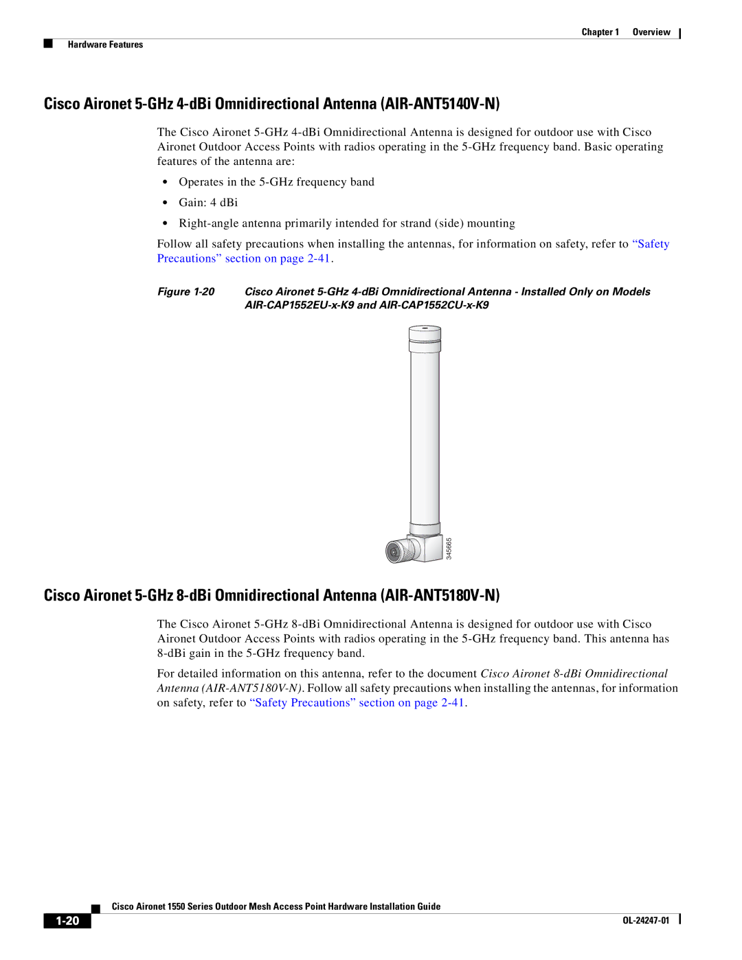 Cisco Systems 1550, AIRCAP1552HAK9 manual 345665 