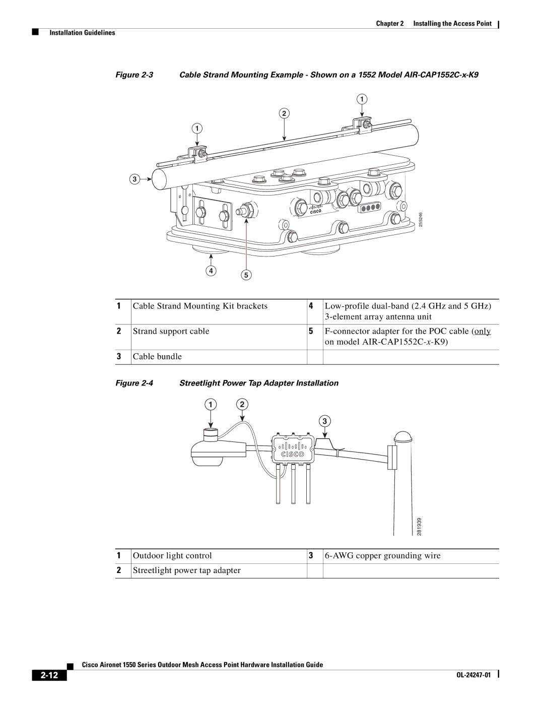 Cisco Systems AIRCAP1552HAK9, 1550 manual Streetlight Power Tap Adapter Installation 