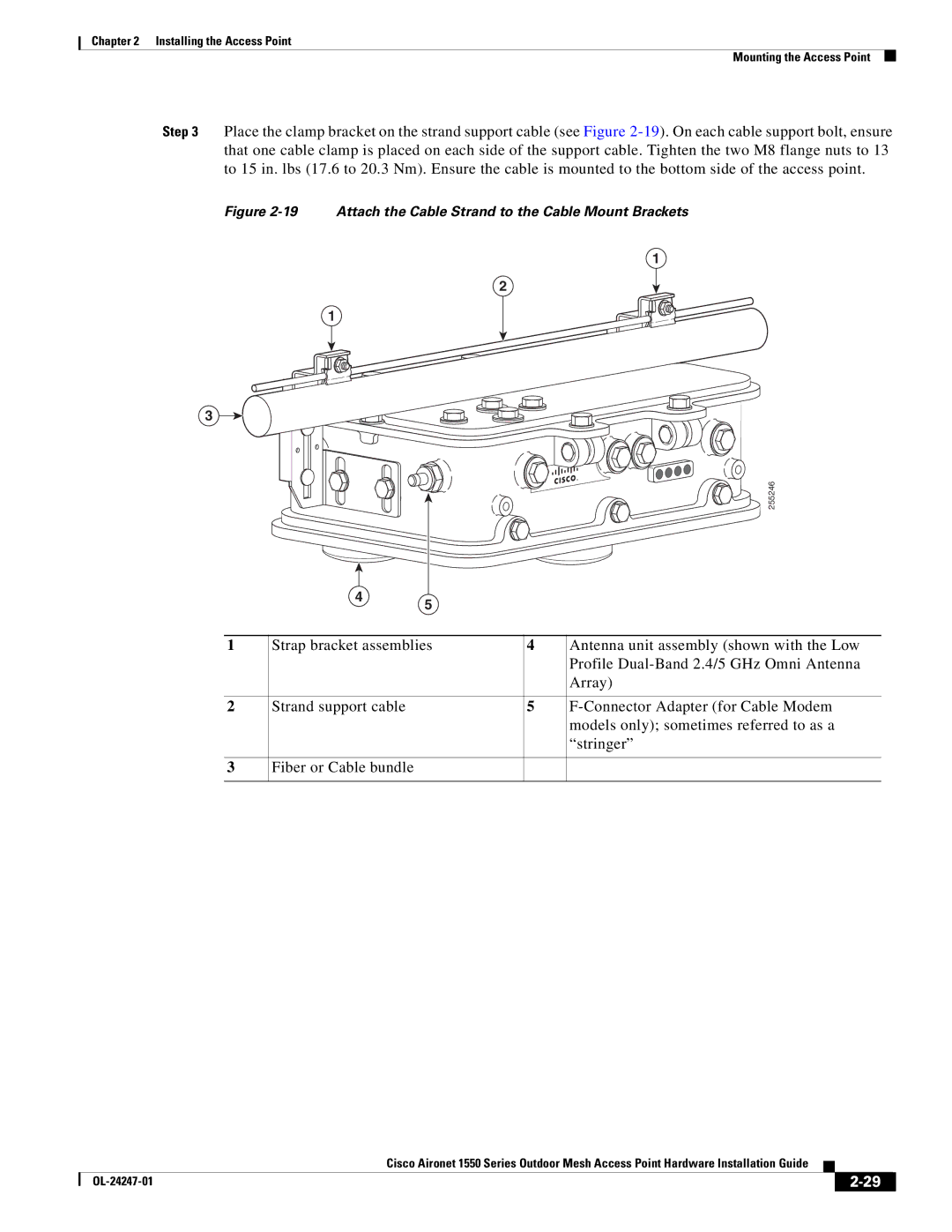 Cisco Systems AIRCAP1552HAK9, 1550 manual Attach the Cable Strand to the Cable Mount Brackets 