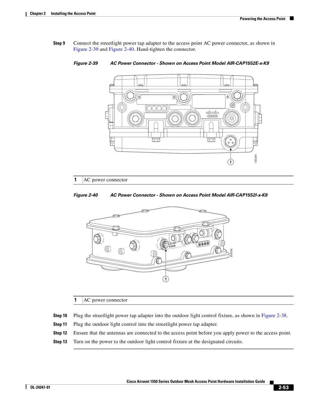 Cisco Systems AIRCAP1552HAK9, 1550 manual AC power connector 