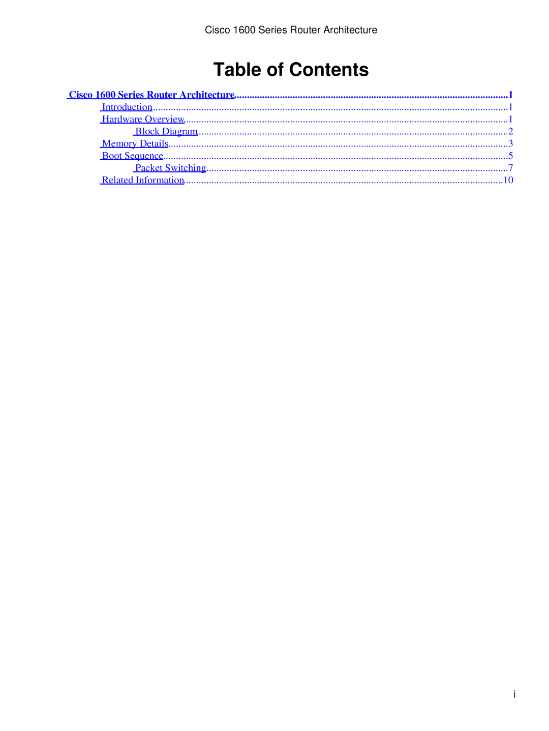 Cisco Systems 1600 manual Table of Contents 