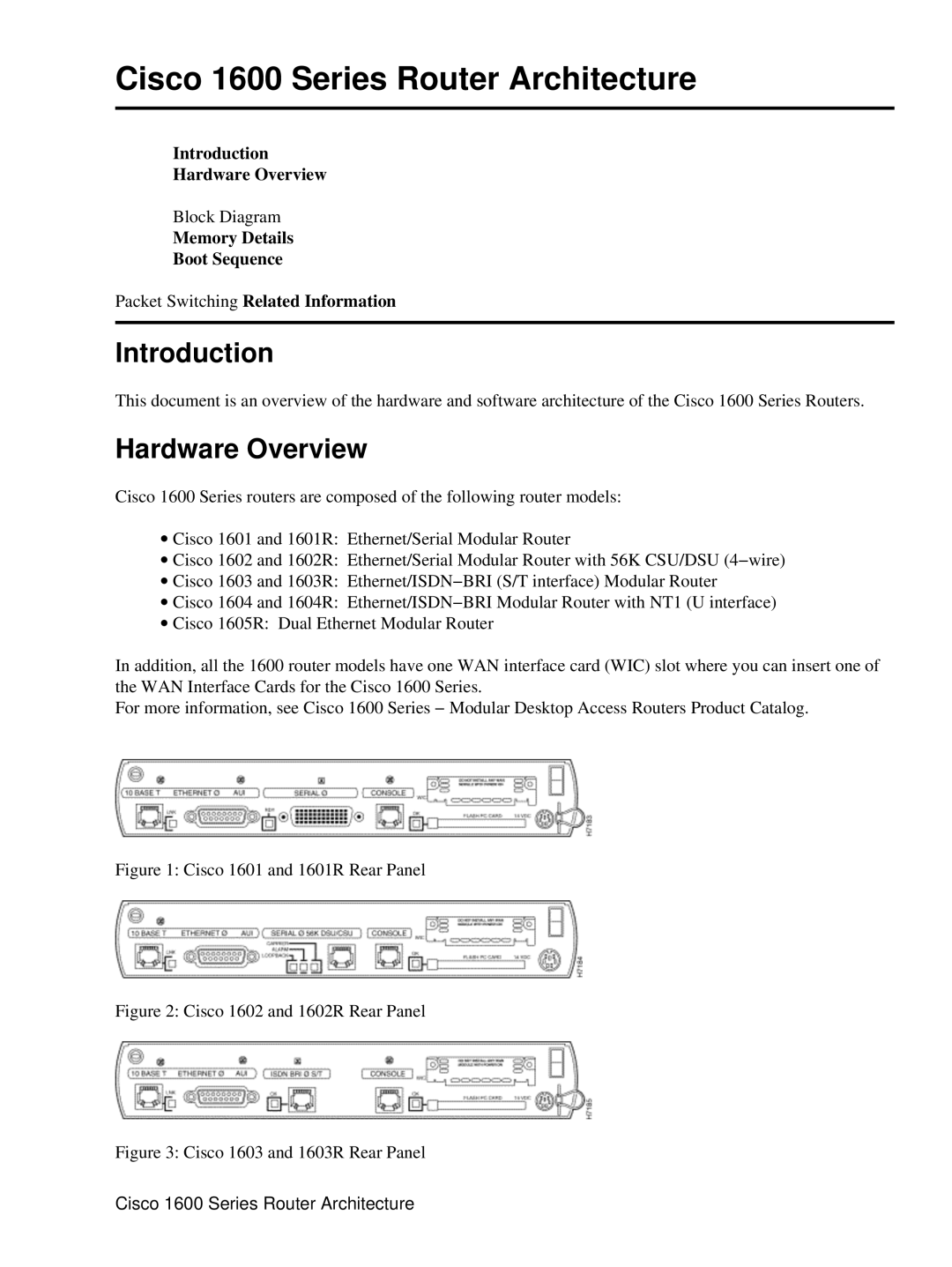 Cisco Systems 1600 manual Introduction Hardware Overview 