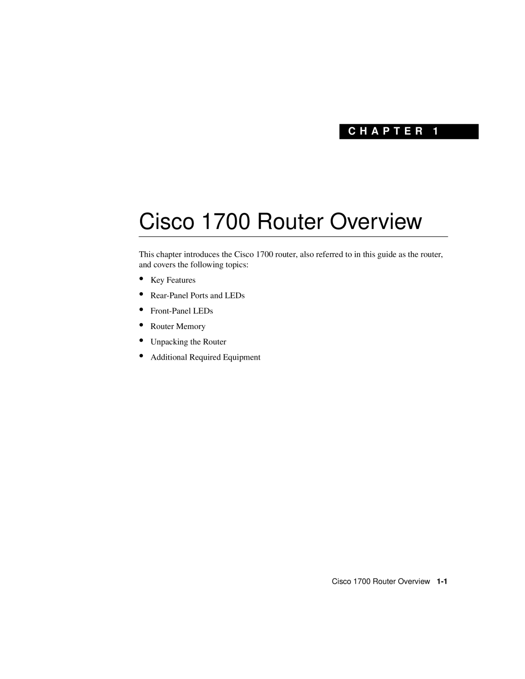 Cisco Systems manual Cisco 1700 Router Overview 