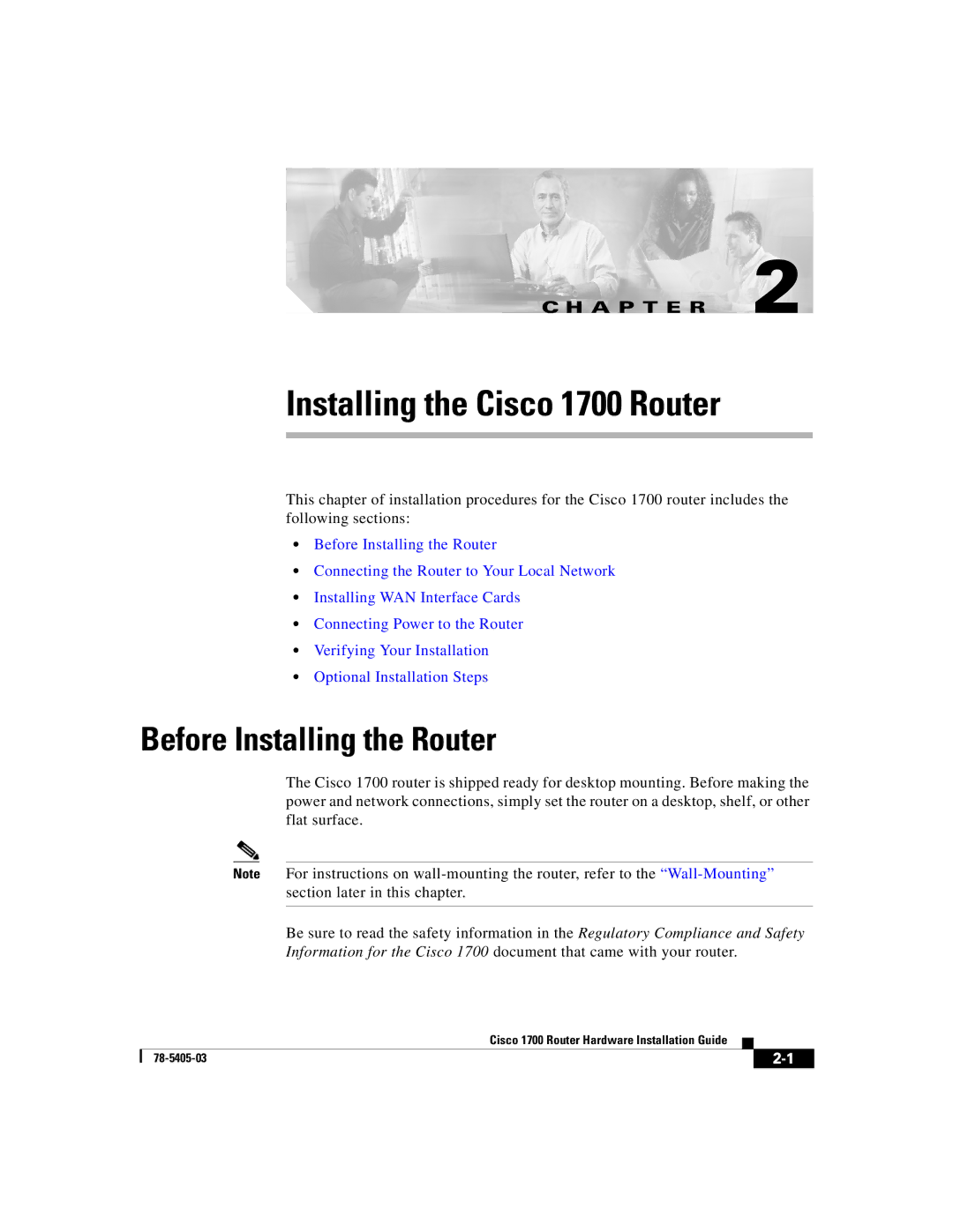 Cisco Systems manual Installing the Cisco 1700 Router, Before Installing the Router 