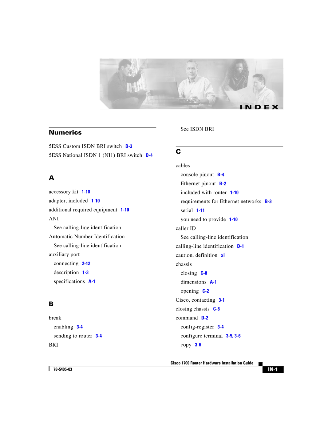 Cisco Systems 1700 manual Numerics 