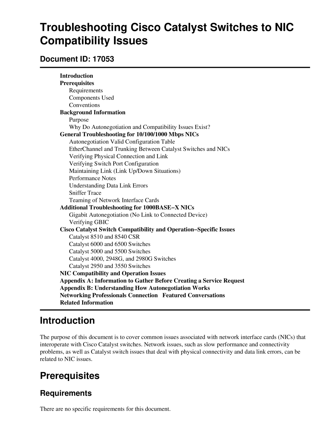 Cisco Systems 17053 appendix Introduction, Prerequisites, Document ID, Requirements 