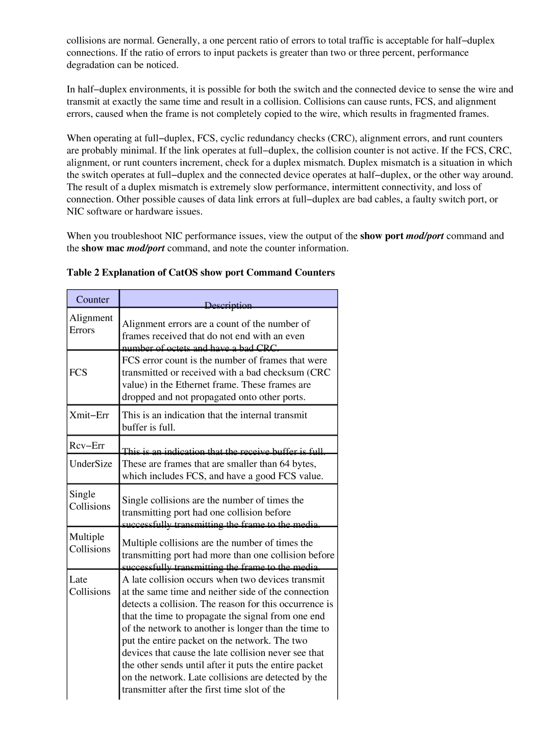 Cisco Systems 17053 appendix Explanation of CatOS show port Command Counters, Fcs 