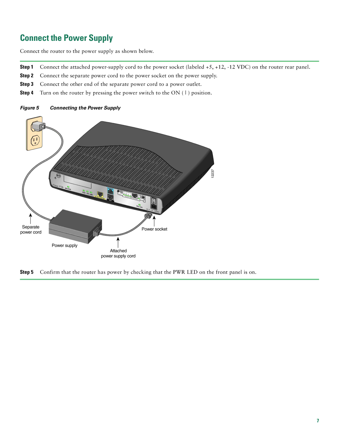 Cisco Systems 1720 quick start Connect the Power Supply, Connecting the Power Supply 