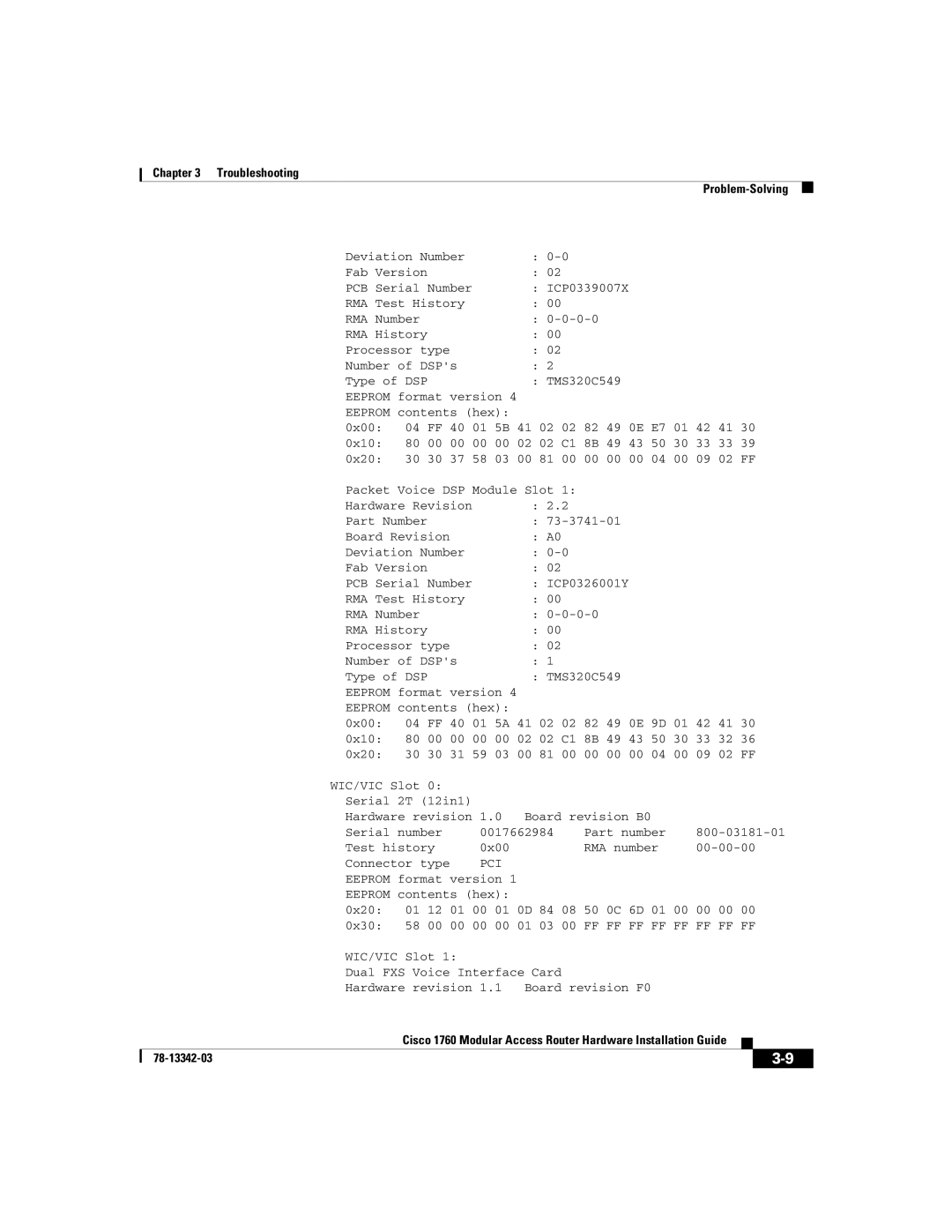 Cisco Systems 1760 manual Troubleshooting 