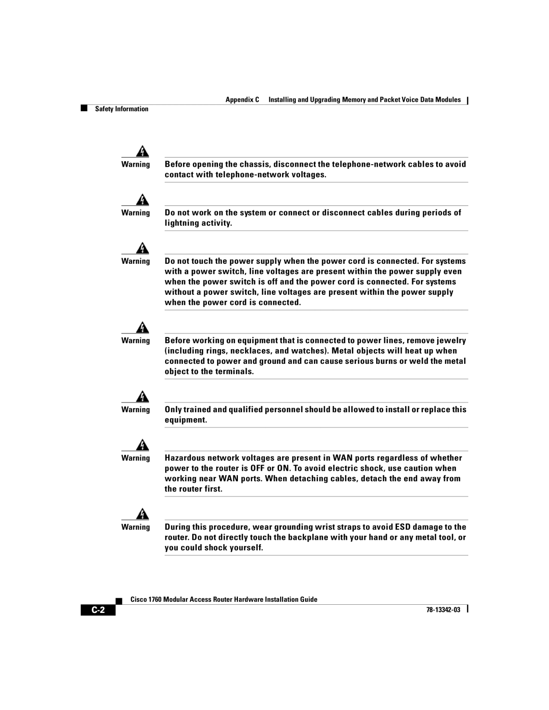 Cisco Systems 1760 manual Safety Information 