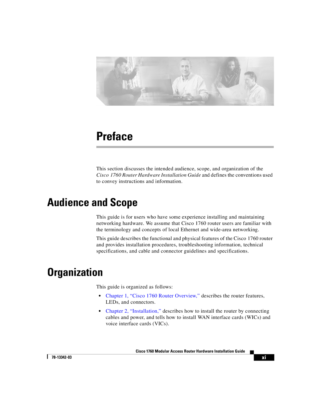 Cisco Systems 1760 manual Audience and Scope, Organization 