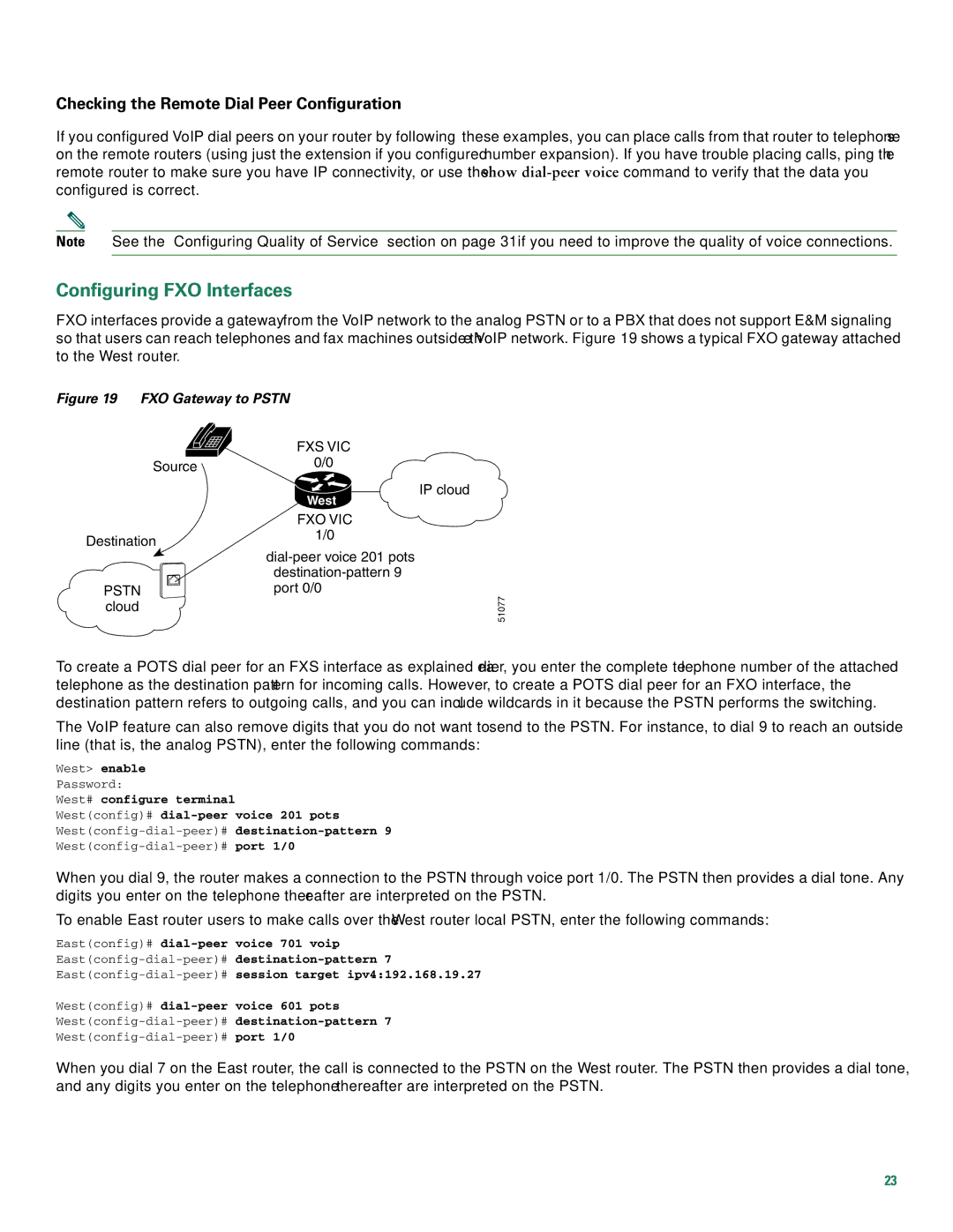 Cisco Systems 1760 quick start Configuring FXO Interfaces, Checking the Remote Dial Peer Configuration 