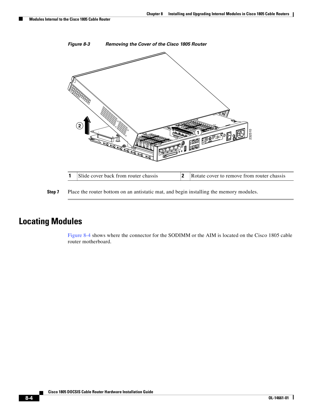 Cisco Systems 1805 manual Locating Modules 