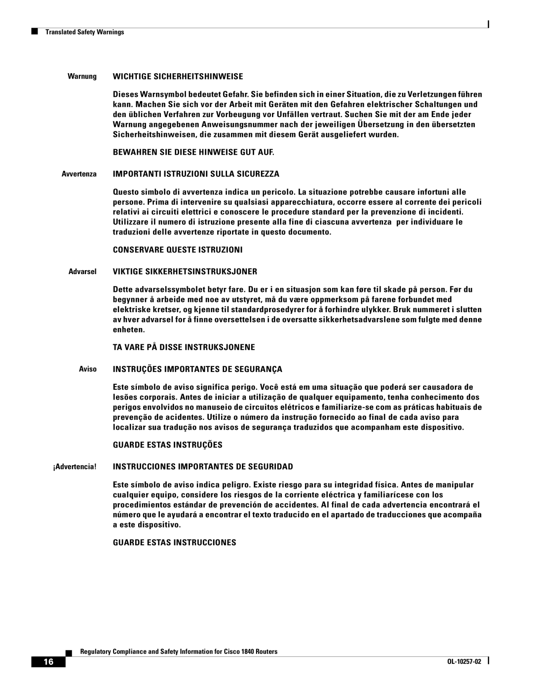 Cisco Systems 1840 manual Bewahren SIE Diese Hinweise GUT AUF 