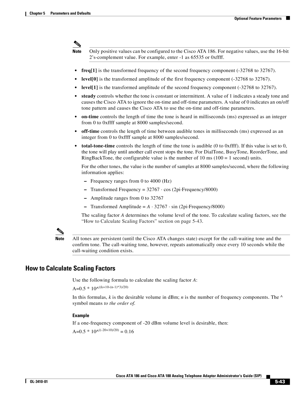 Cisco Systems 186, 188 manual How to Calculate Scaling Factors, Use the following formula to calculate the scaling factor a 