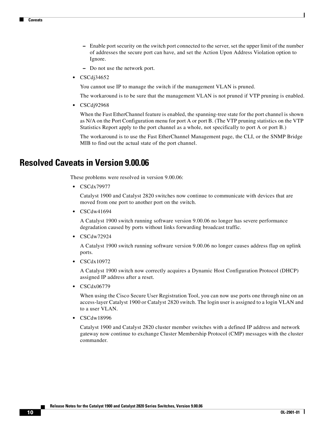 Cisco Systems 1900, 2820 manual Resolved Caveats in Version 