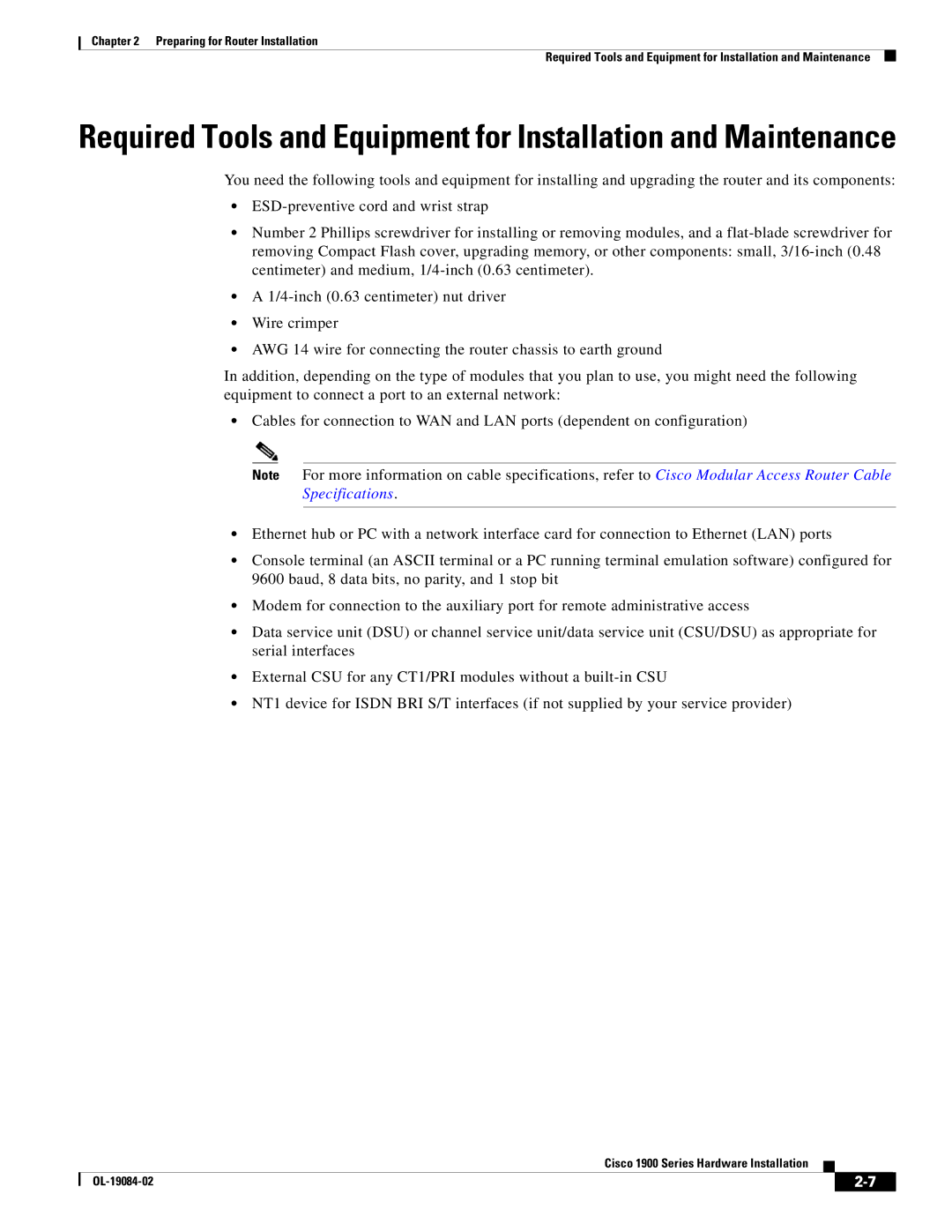 Cisco Systems manual Cisco 1900 Series Hardware Installation OL-19084-02 